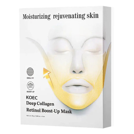 KOEC Deep Collagen Retinol Boost-Up Mask box, moisturizing and rejuvenating facial mask packaging