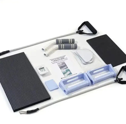 multifunctional home gym workout set with resistance bands, handles, mats, and exercise accessories