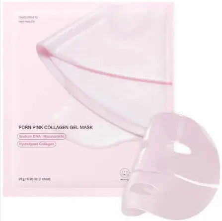 PDRN pink collagen gel face mask with hydrolyzed collagen and niacinamide in pastel packaging