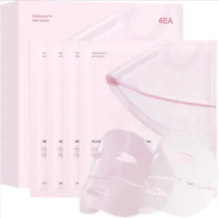 Hydrating sheet masks for face, pink packaging, skincare product set, 4 masks included