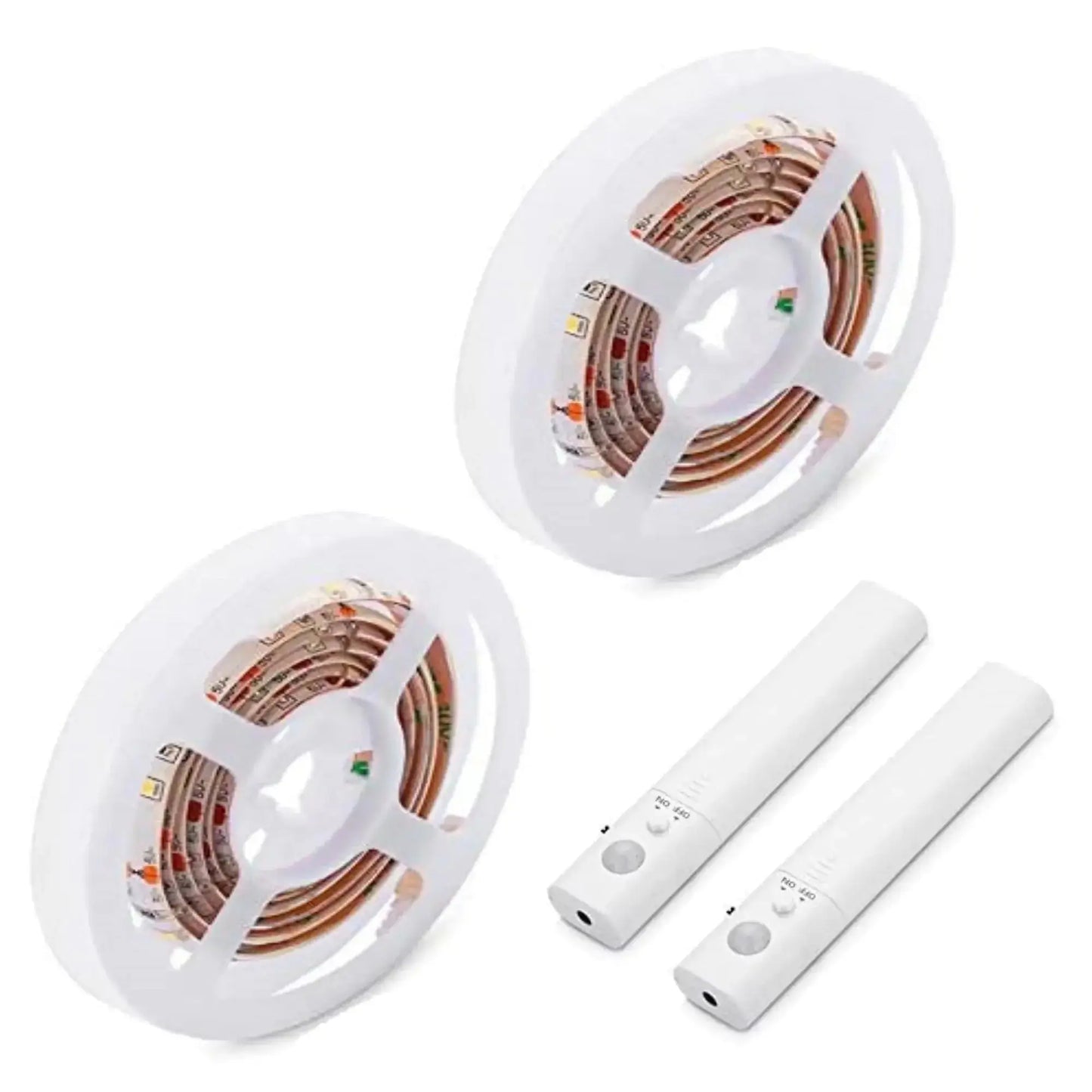 LED strip light kit with two rolls of flexible LED tape and two remote controllers